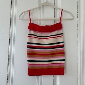 Honey‎ Punch stretch red, pink, gold striped mini skirt women's size small